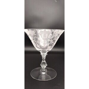 VTG Cambridge Rose Point Low Sherbet Champagne Glass Goblet Stem Footed 4 3/4"